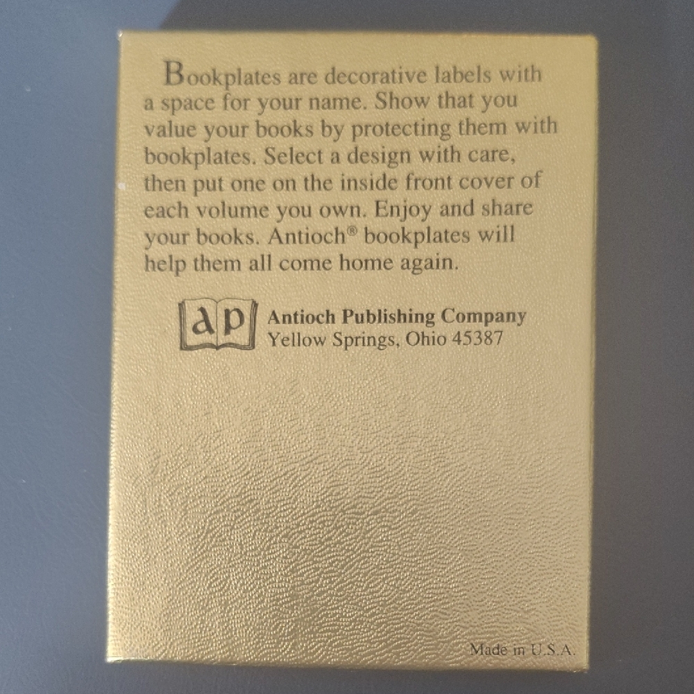 1990's Vintage Gold Antioch Bookplates 17 Count